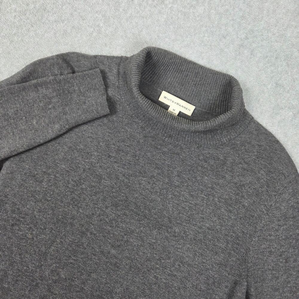 White + Warren Medium Gray Turtleneck Tunic Sweater 5% Silk
